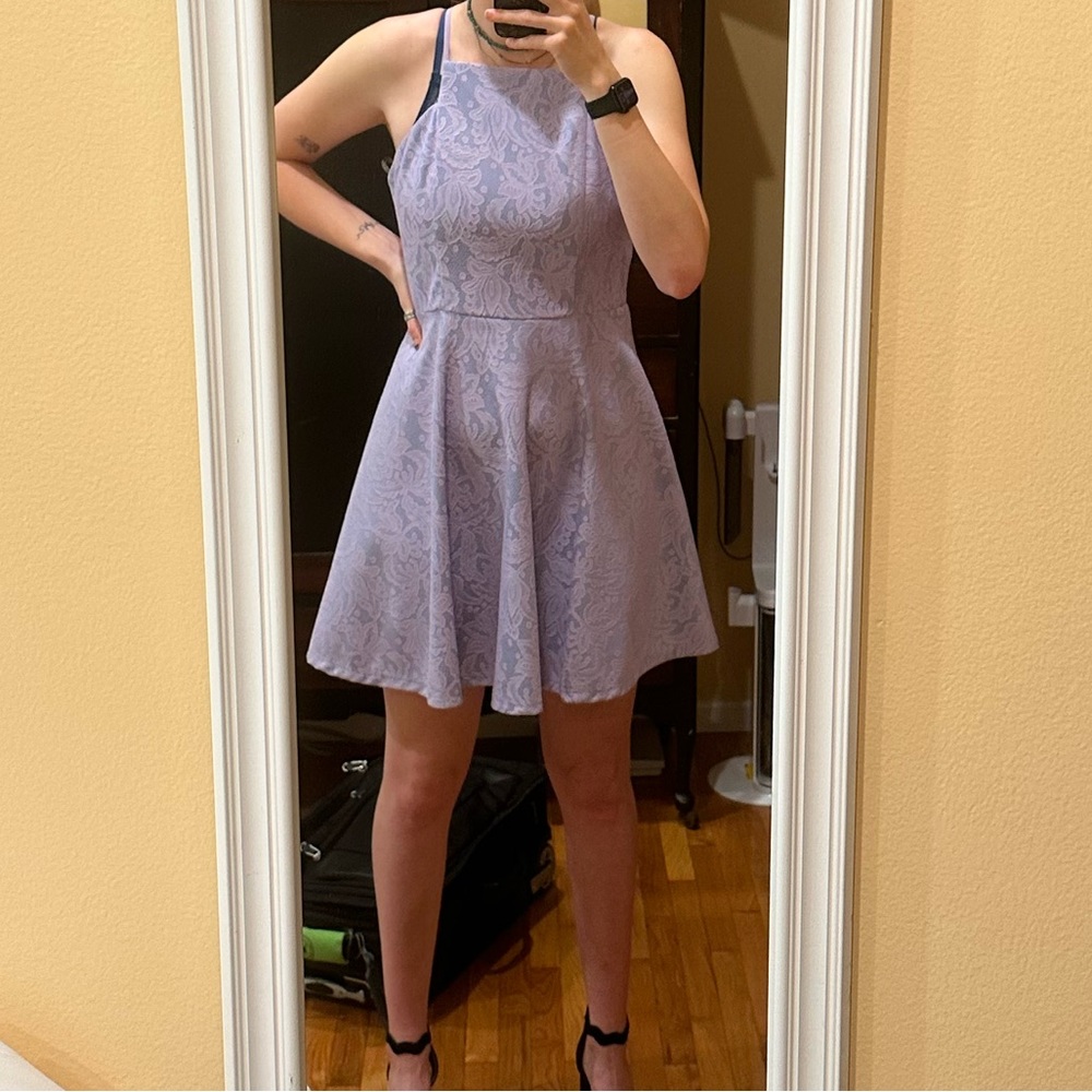 •Francesca’s•Purple Lace• Cocktail Halter Dress•Size M•